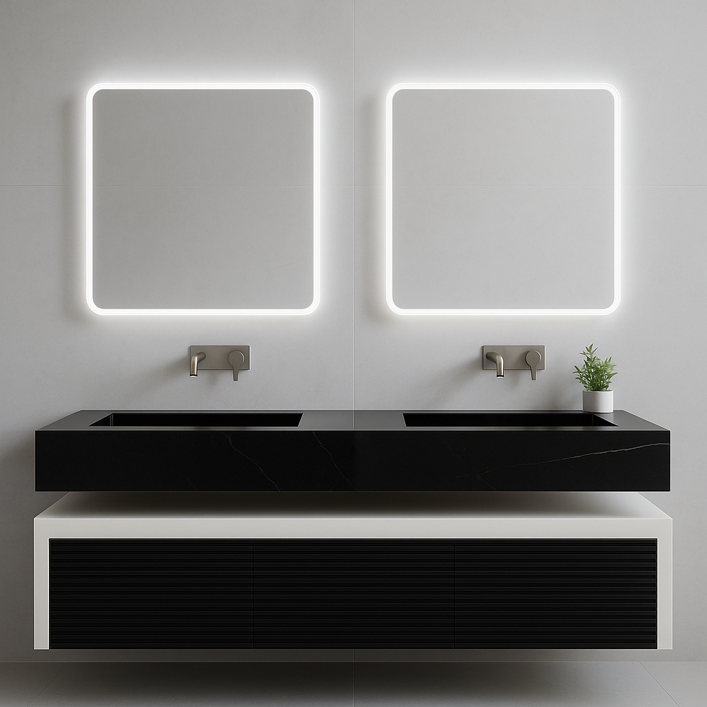 روشویی دبل سفید مشکی با کابین